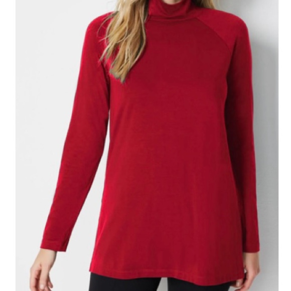 J Jill Red Luxe Supima Turtleneck shirt Tunic XL